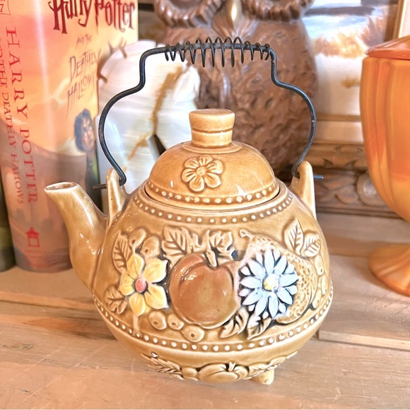 Kitchen Vintage Royal Sealy Japan Teapot Ceramic 3d Fruit With Metal